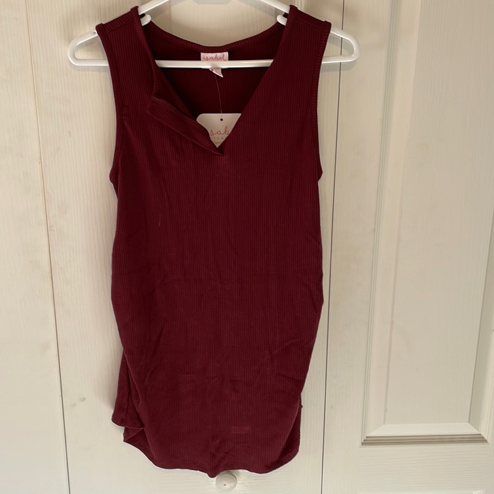 NWT Isabel Maternity Ruched Tank Maroon S